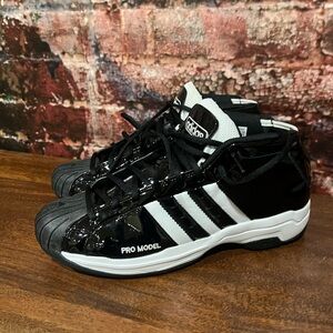 adidas Pro Model High Top Sneakers - Black & White